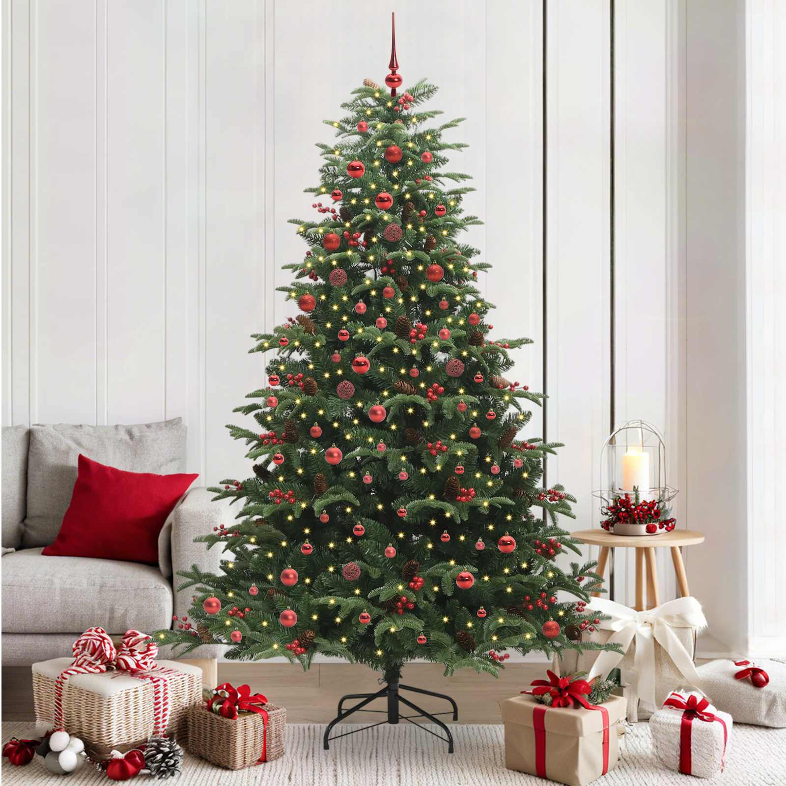 Künstlicher Weihnachtsbaum mit 300 LEDs mit Ständer Grün 210 cm