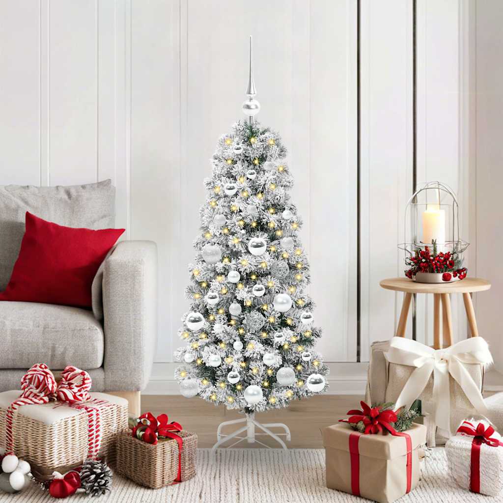 Künstlicher klappbarer Weihnachtsbaum Grün und Weiß 120 cm