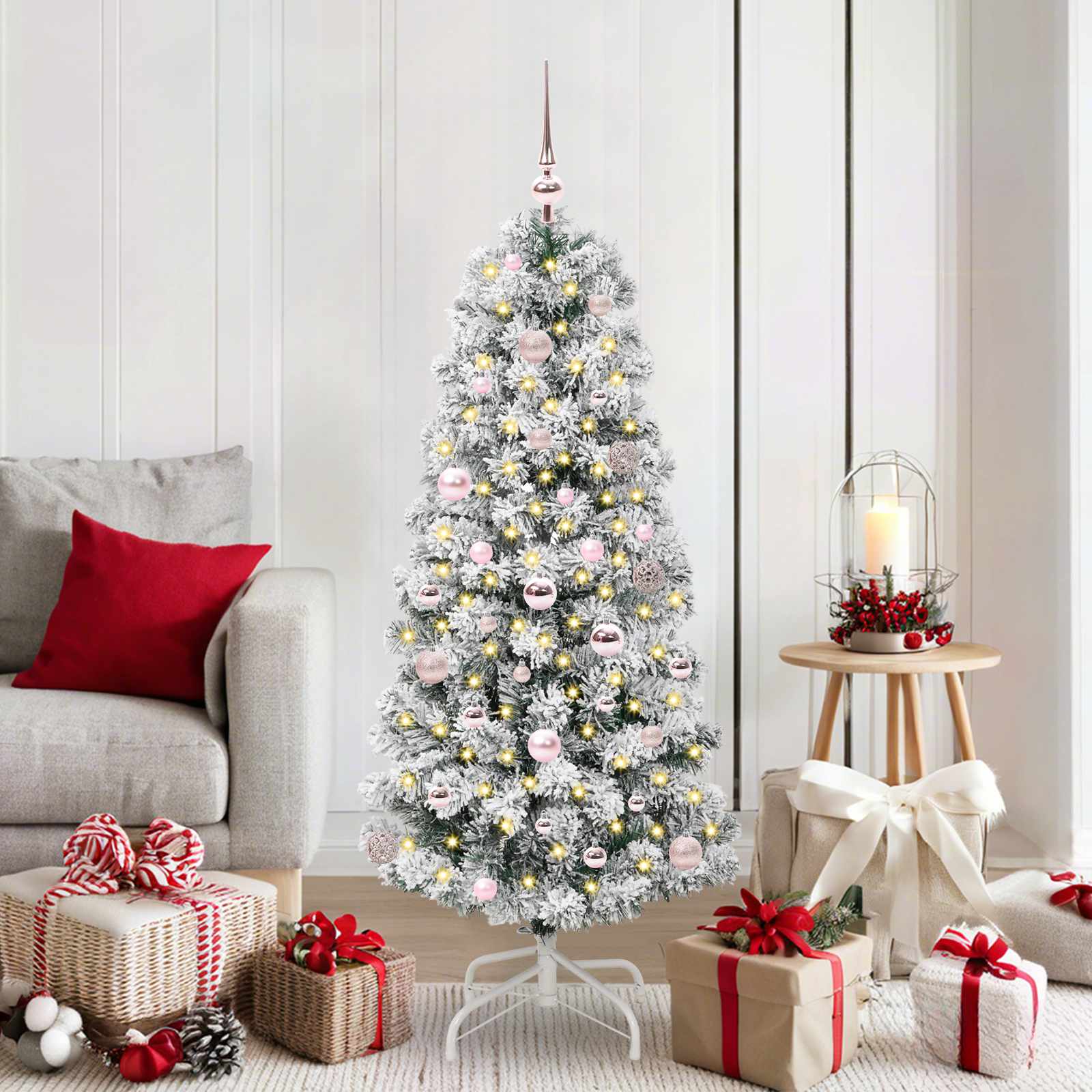 Künstlicher klappbarer Weihnachtsbaum Grün und Weiß 150 cm