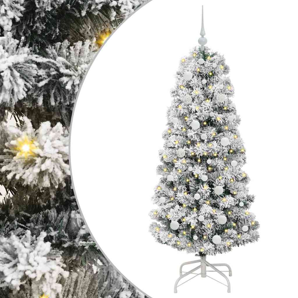 Künstlicher klappbarer Weihnachtsbaum Grün und Weiß 150 cm