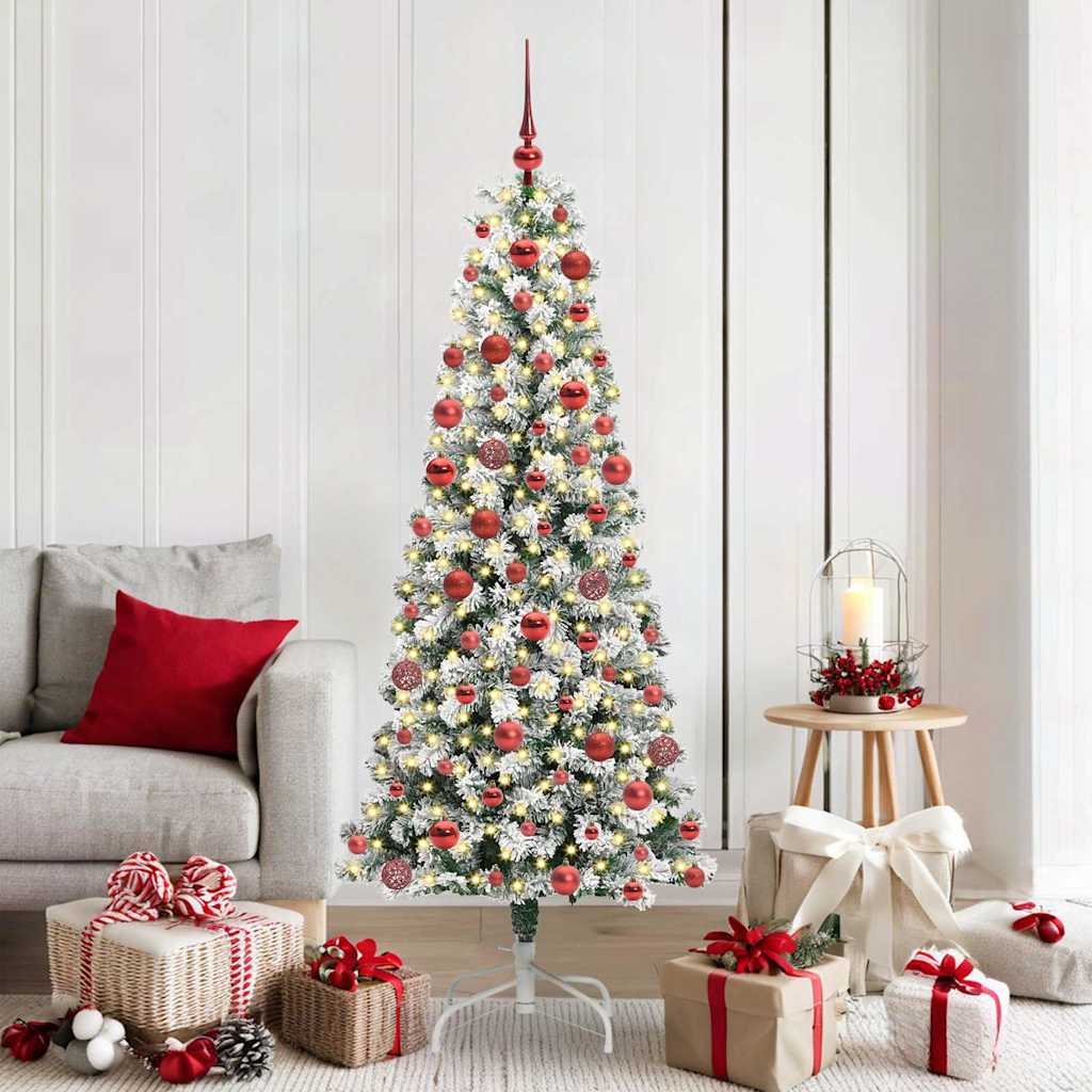 Künstlicher klappbarer Weihnachtsbaum Grün und Weiß 180 cm