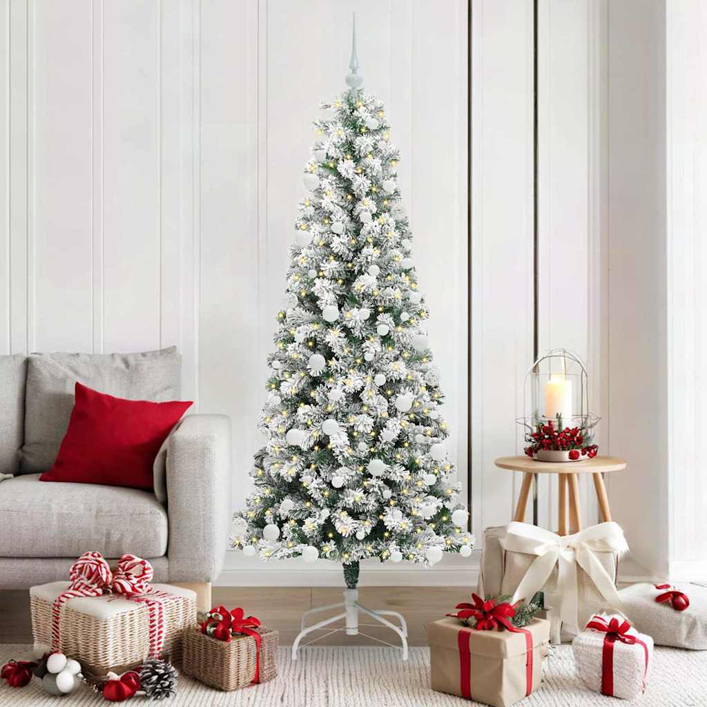 Künstlicher klappbarer Weihnachtsbaum Grün und Weiß 180 cm