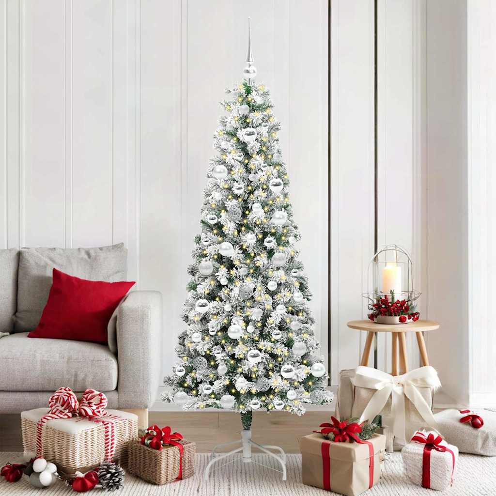 Künstlicher klappbarer Weihnachtsbaum Grün und Weiß 180 cm