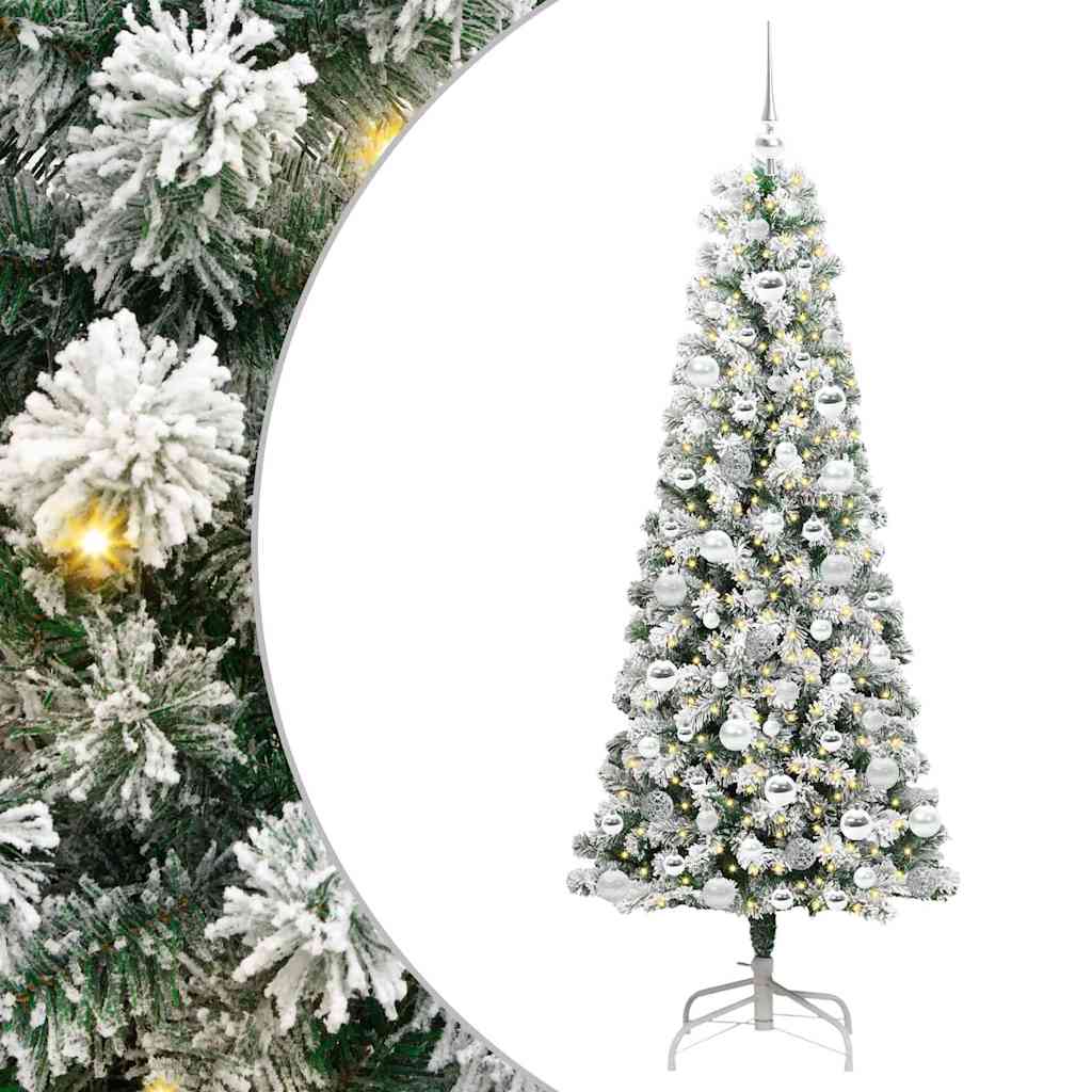 Künstlicher klappbarer Weihnachtsbaum Grün und Weiß 180 cm