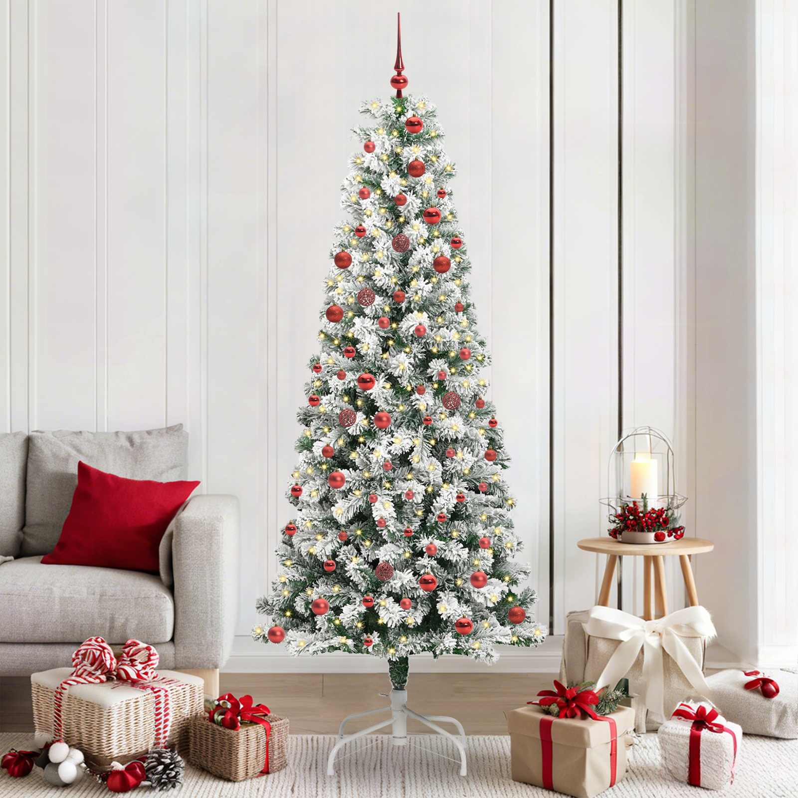 Künstlicher klappbarer Weihnachtsbaum Grün und Weiß 210 cm