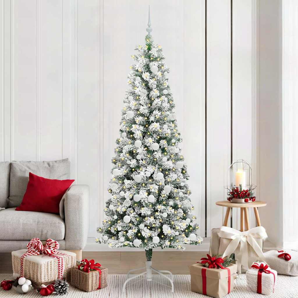 Künstlicher klappbarer Weihnachtsbaum Grün und Weiß 210 cm