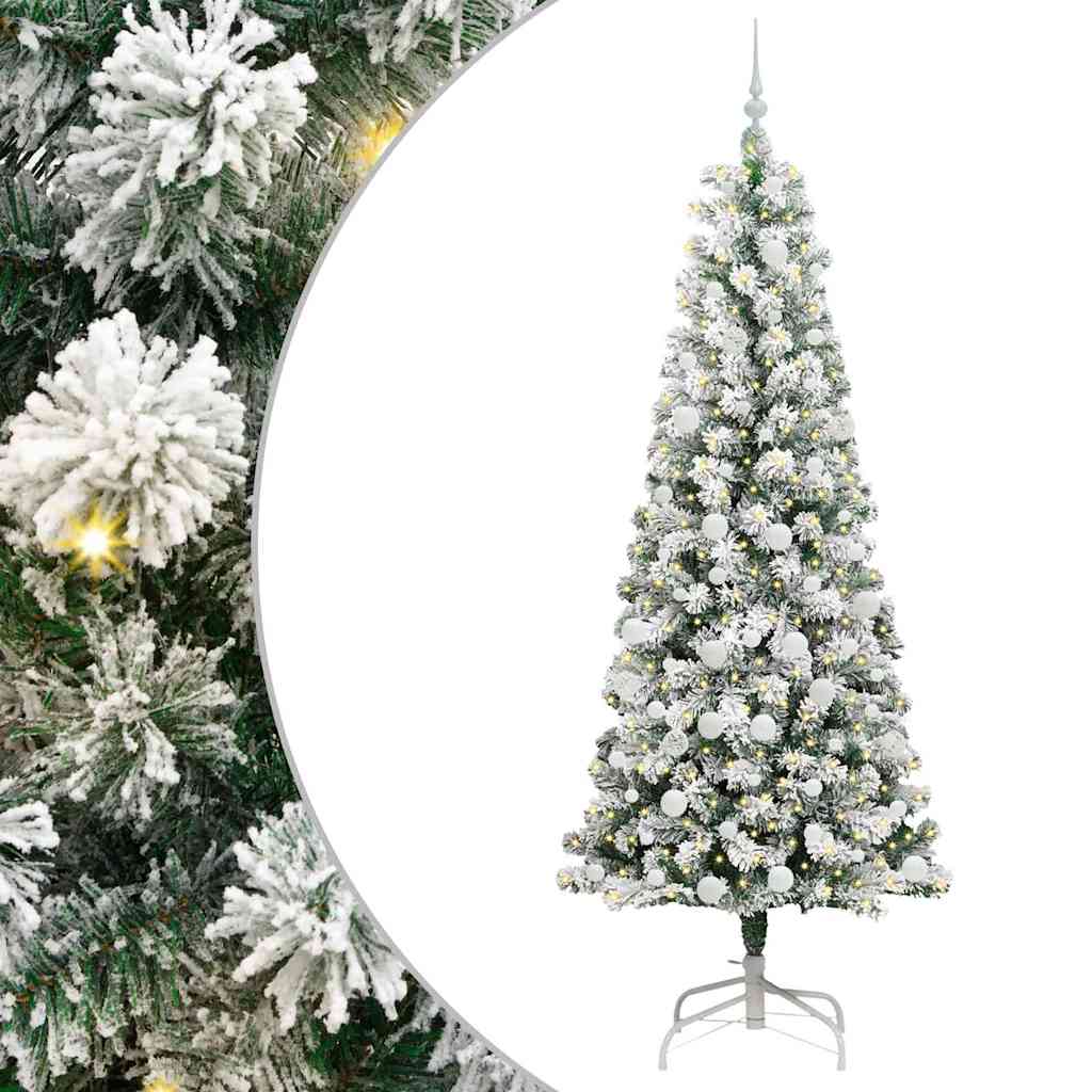 Künstlicher klappbarer Weihnachtsbaum Grün und Weiß 210 cm