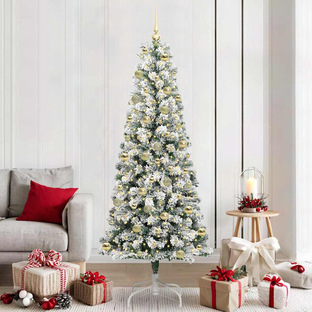 Künstlicher klappbarer Weihnachtsbaum Grün und Weiß 210 cm