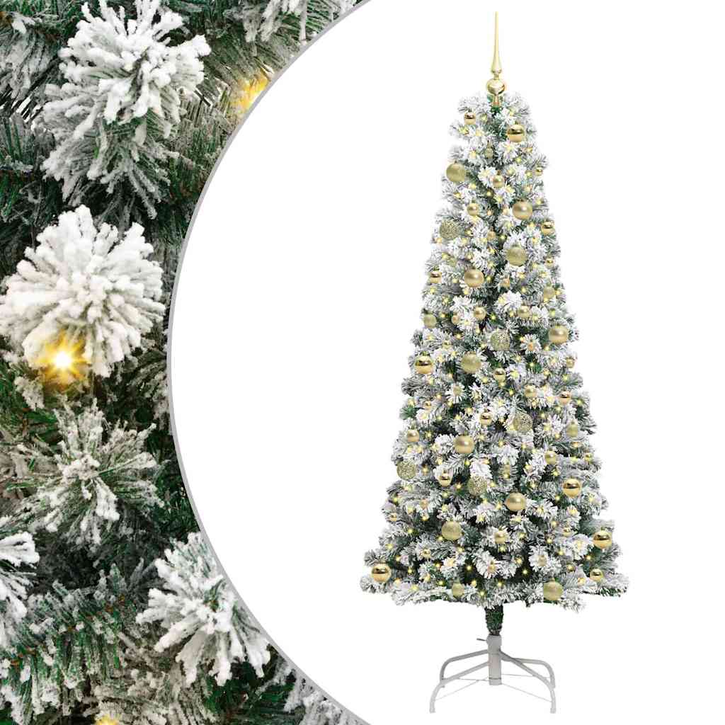 Künstlicher klappbarer Weihnachtsbaum Grün und Weiß 210 cm
