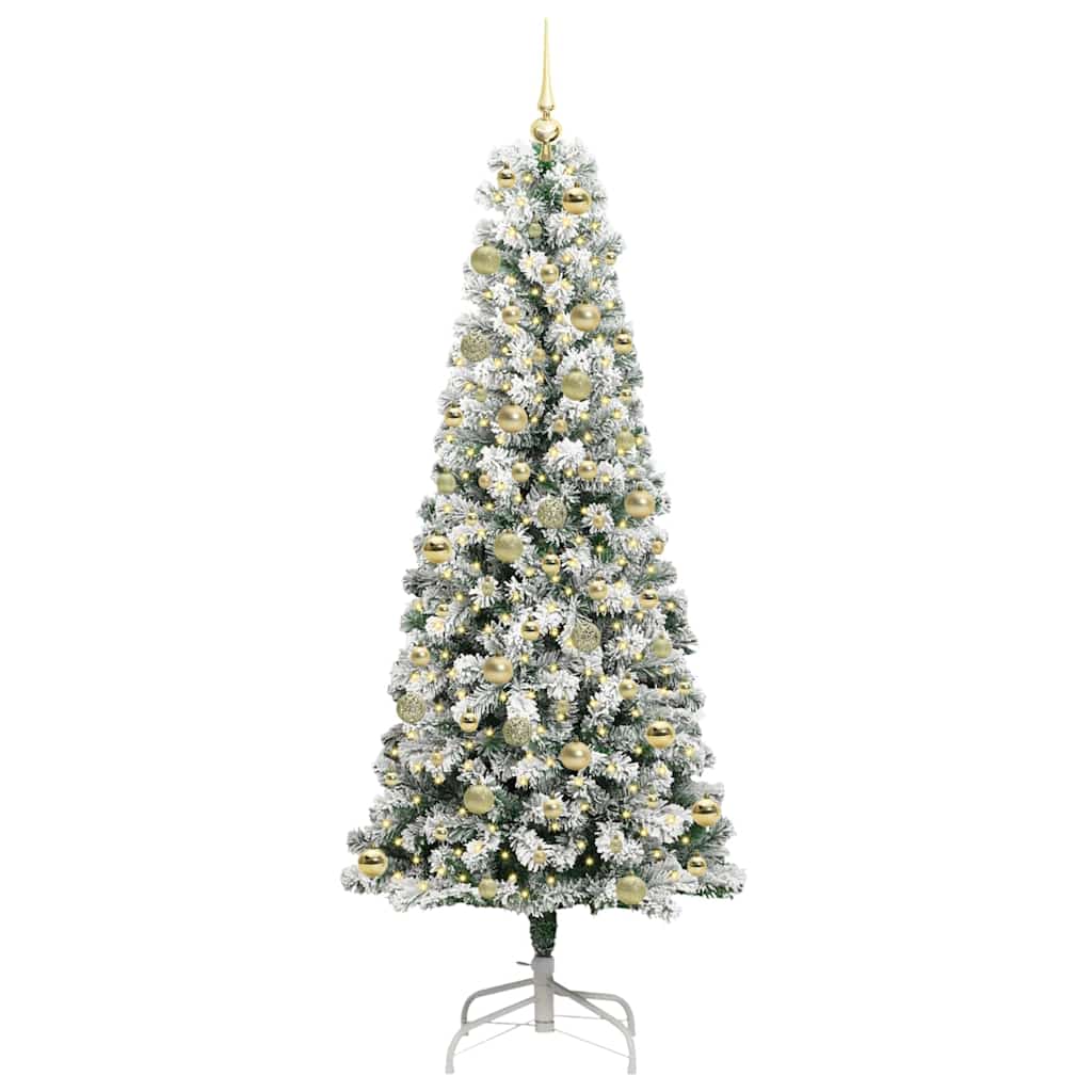 Künstlicher klappbarer Weihnachtsbaum Grün und Weiß 210 cm