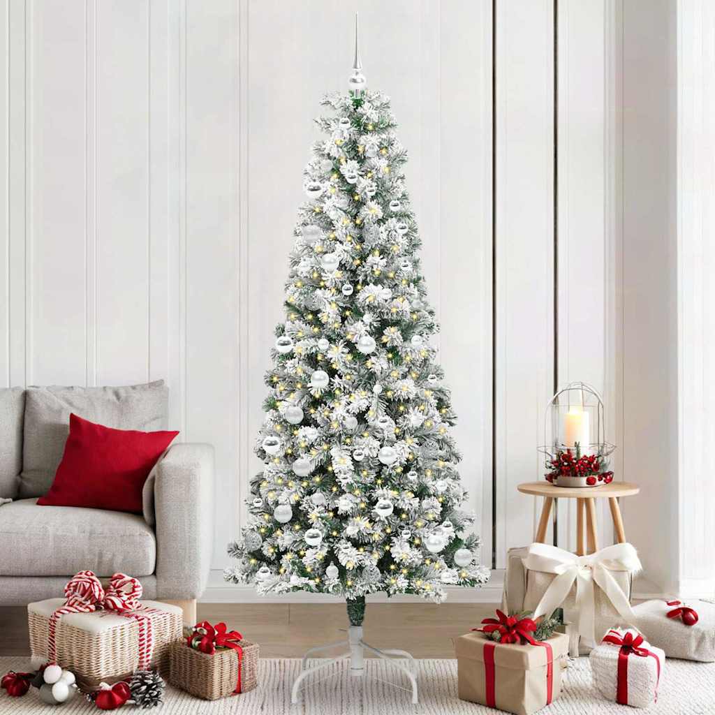 Künstlicher klappbarer Weihnachtsbaum Grün und Weiß 210 cm