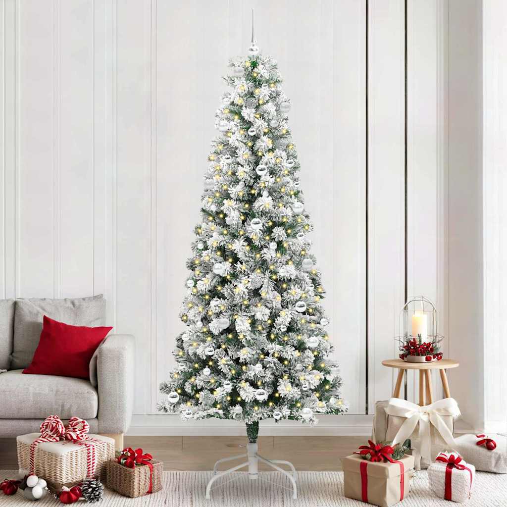 Künstlicher klappbarer Weihnachtsbaum Grün und Weiß 240 cm