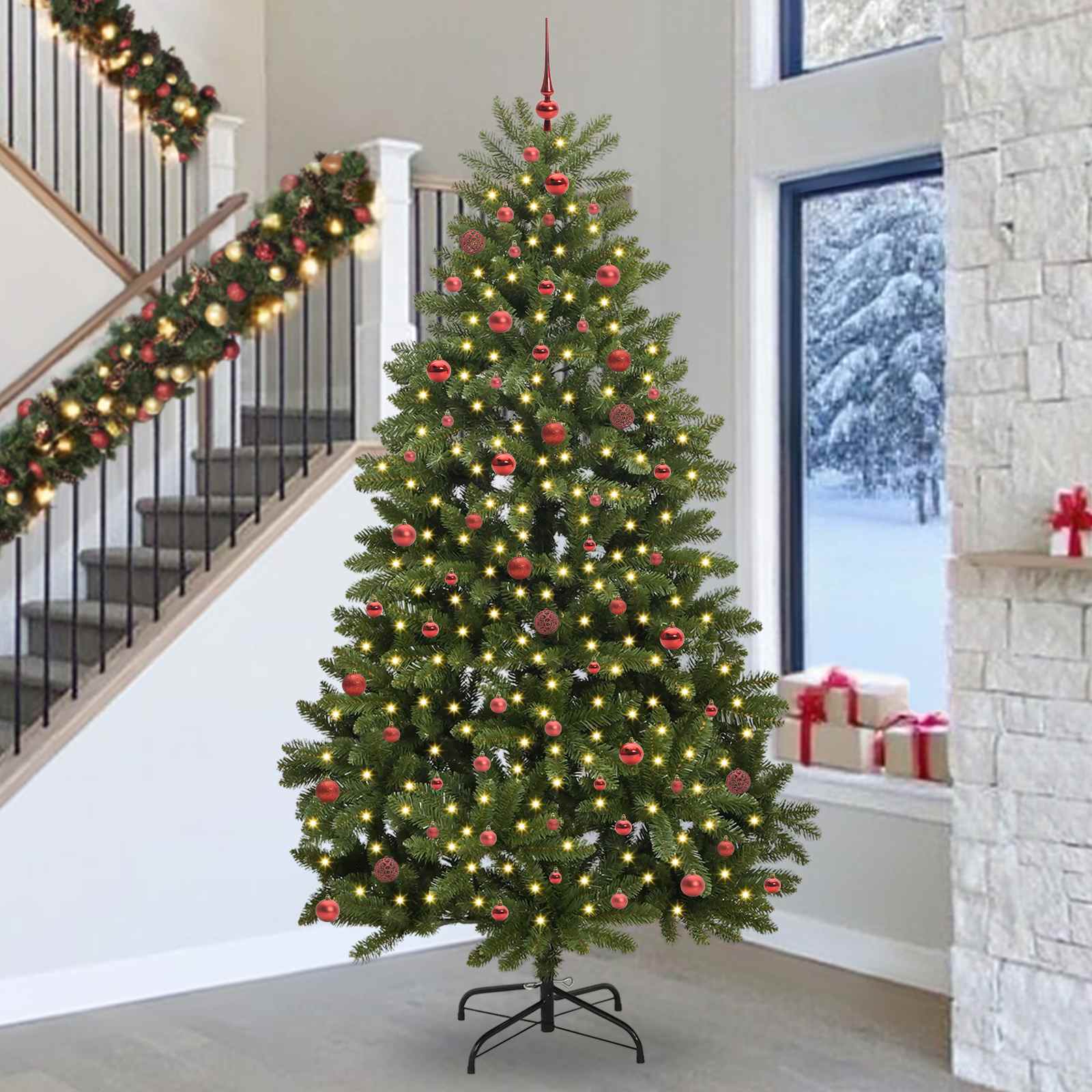 Künstlicher Weihnachtsbaum Grün 270 cm PVC und Metall