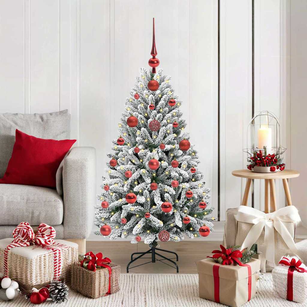 Künstlicher Weihnachtsbaum Grün und Weiß 120 cm PVC und Metall