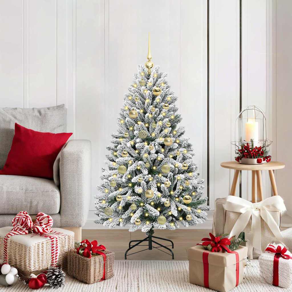 Künstlicher Weihnachtsbaum Grün und Weiß 120 cm PVC und Metall
