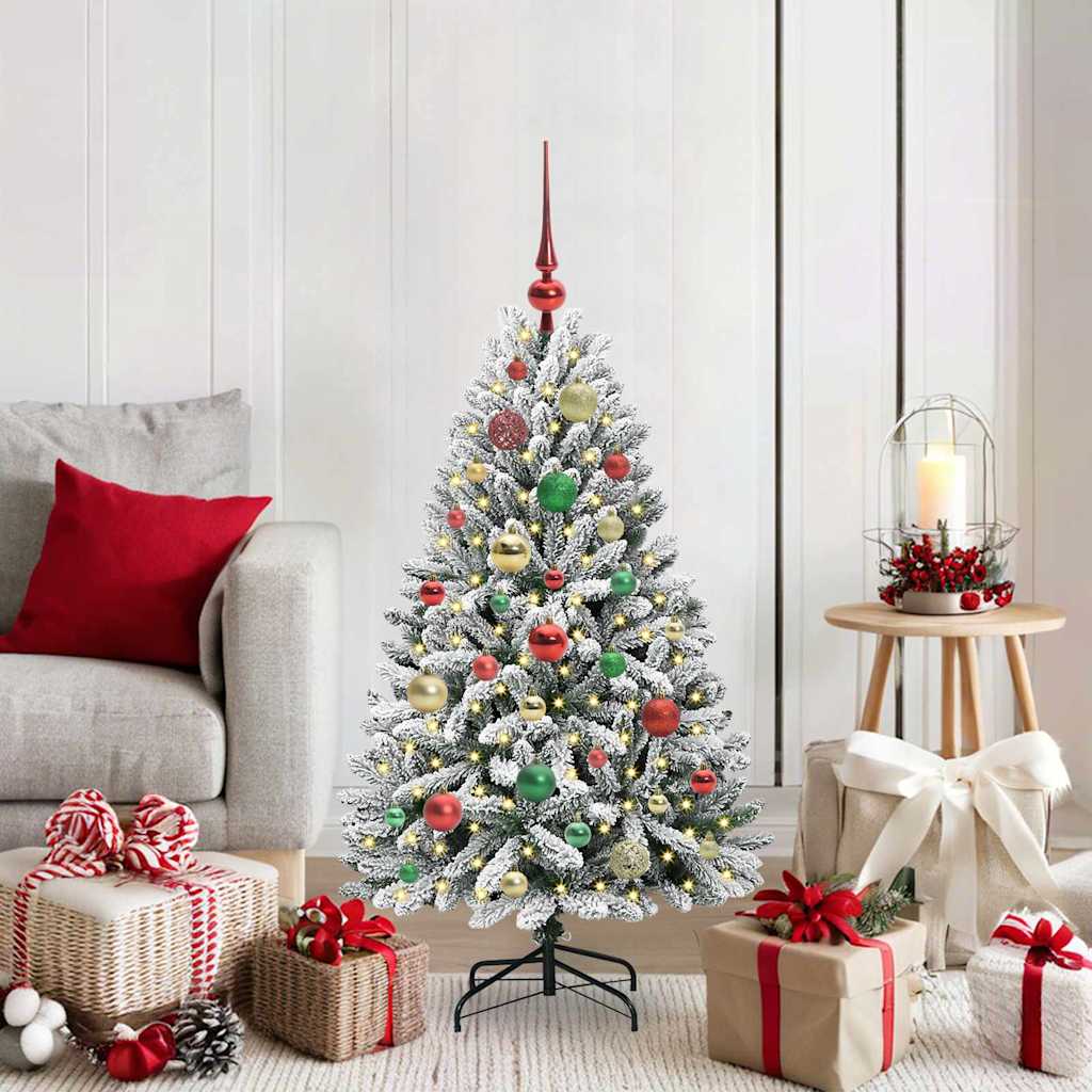 Künstlicher Weihnachtsbaum Grün und Weiß 120 cm PVC und Metall