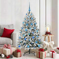 Künstlicher Weihnachtsbaum Grün und Weiß 150 cm PVC und Metall