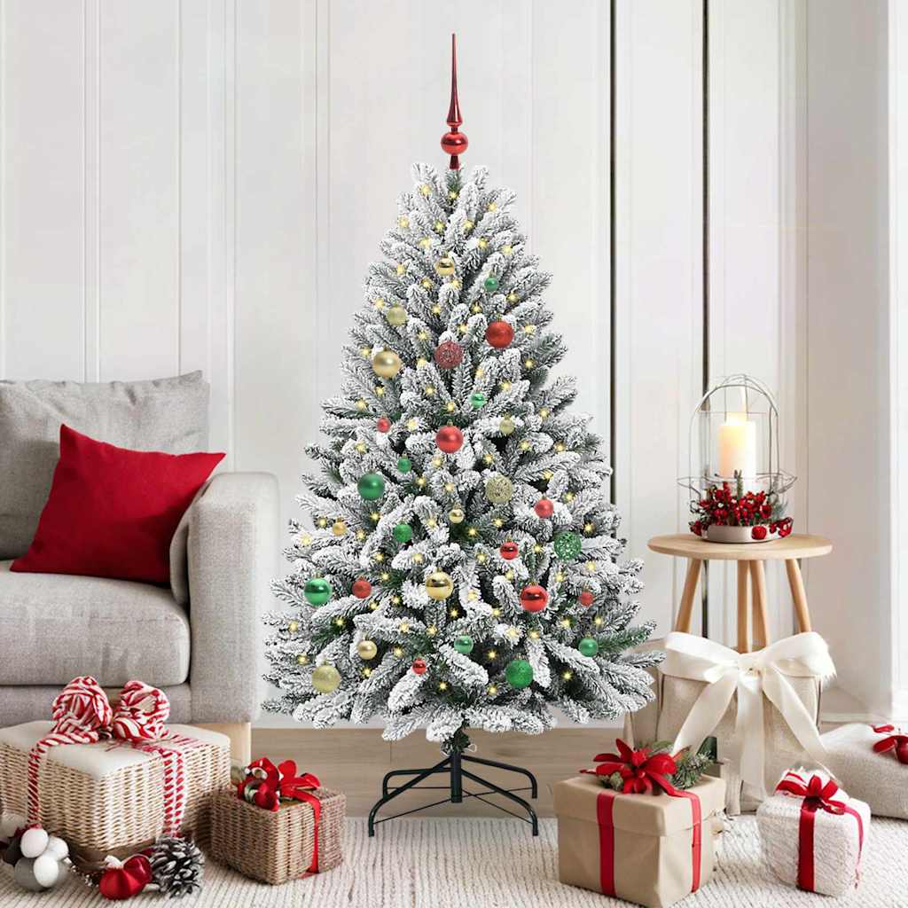 Künstlicher Weihnachtsbaum Grün und Weiß 150 cm PVC und Metall