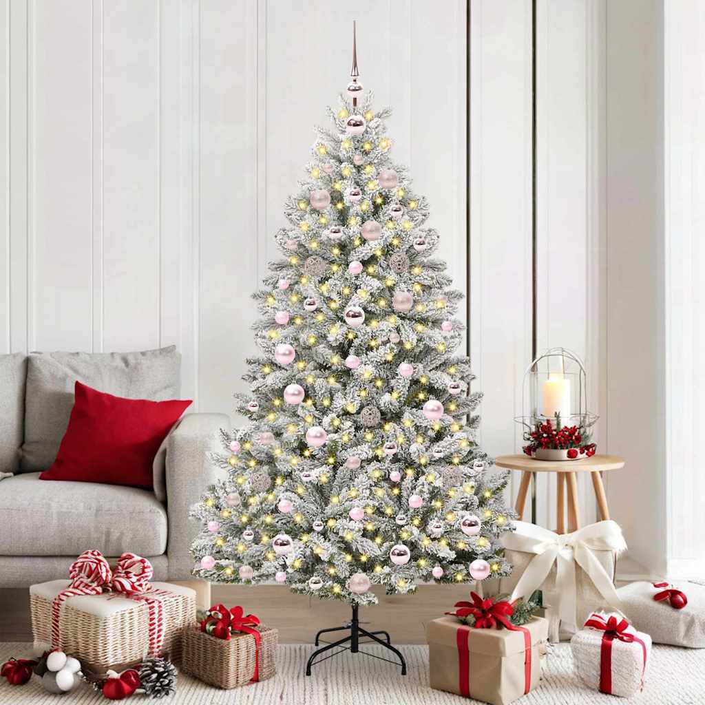 Künstlicher Weihnachtsbaum Grün und Weiß 180 cm PVC und Metall