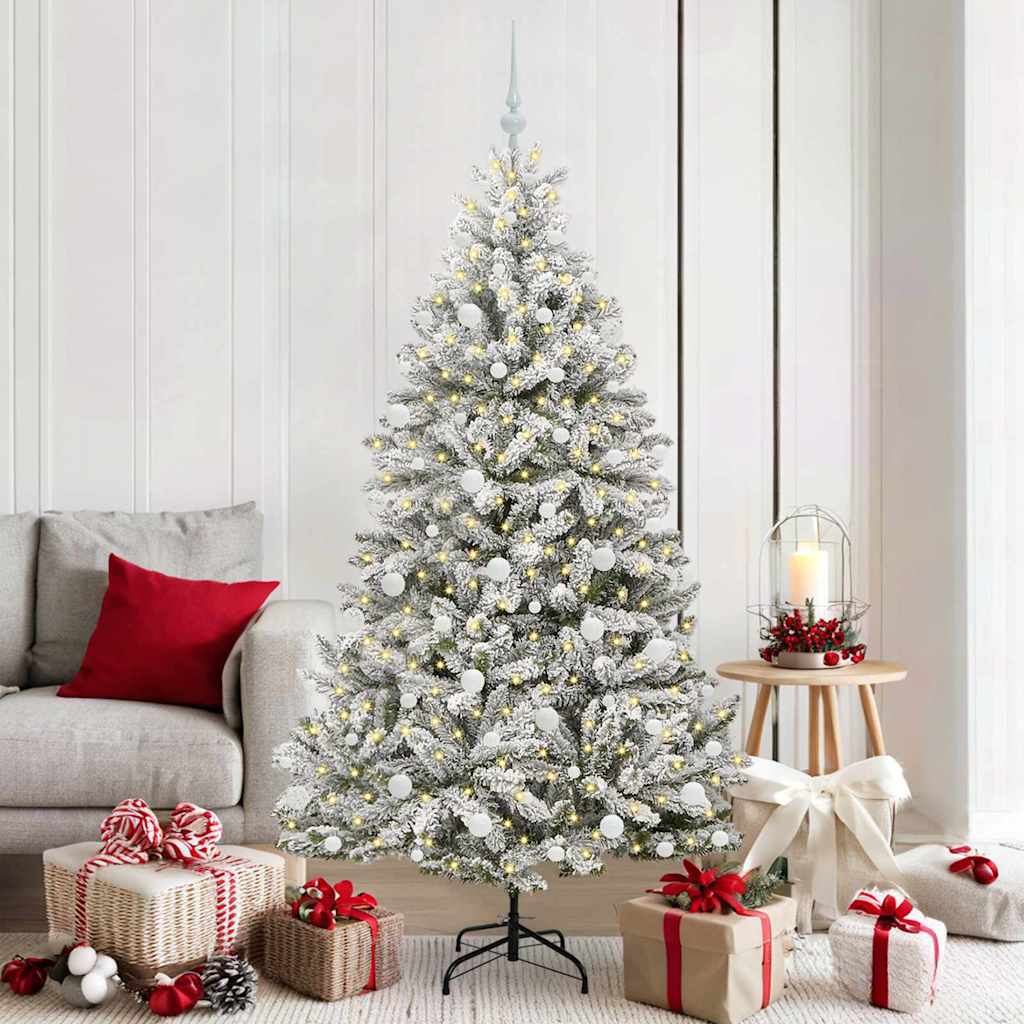 Künstlicher Weihnachtsbaum Grün und Weiß 180 cm PVC und Metall