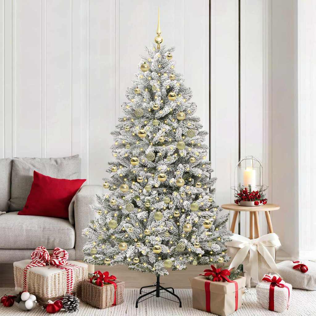 Künstlicher Weihnachtsbaum Grün und Weiß 180 cm PVC und Metall
