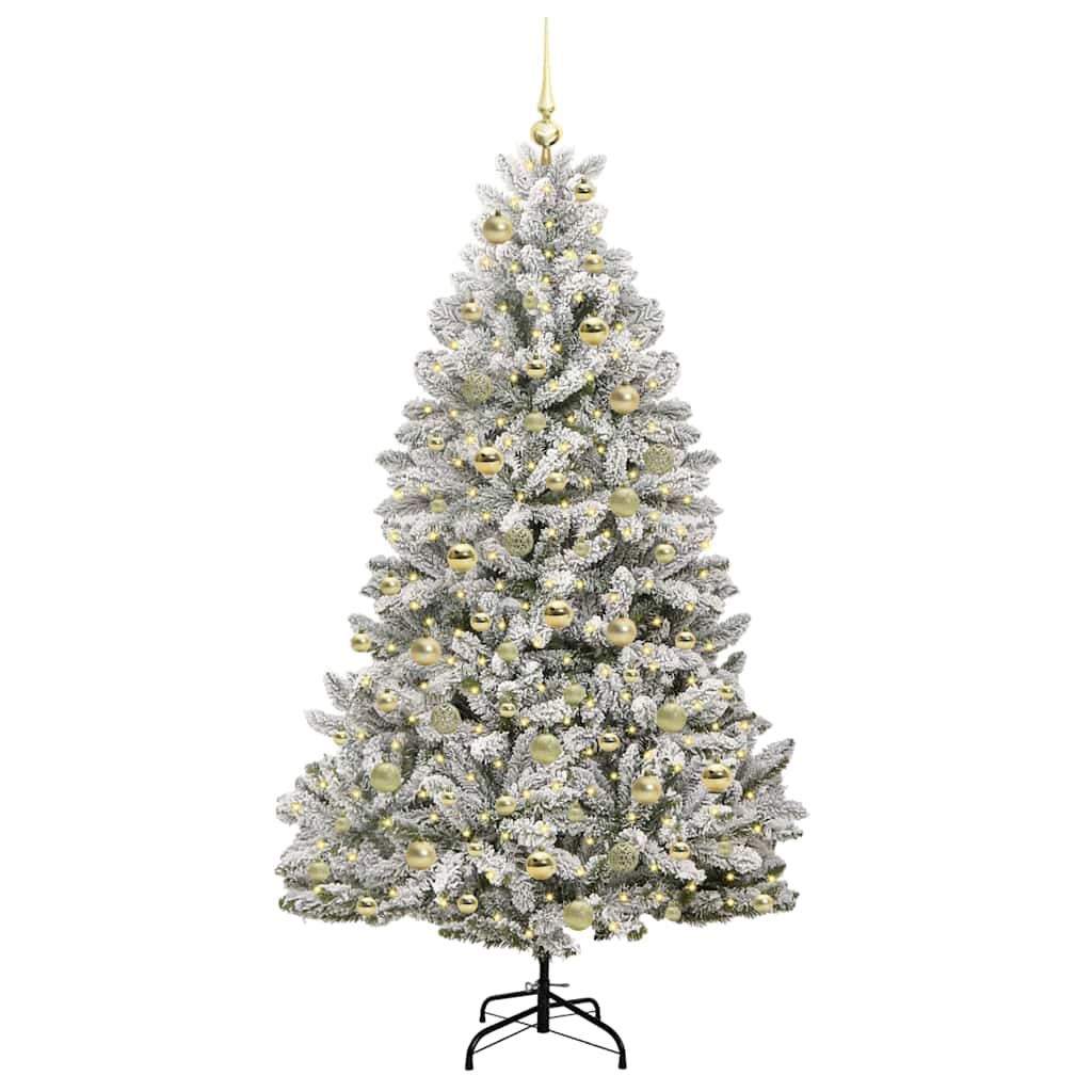 Künstlicher Weihnachtsbaum Grün und Weiß 180 cm PVC und Metall
