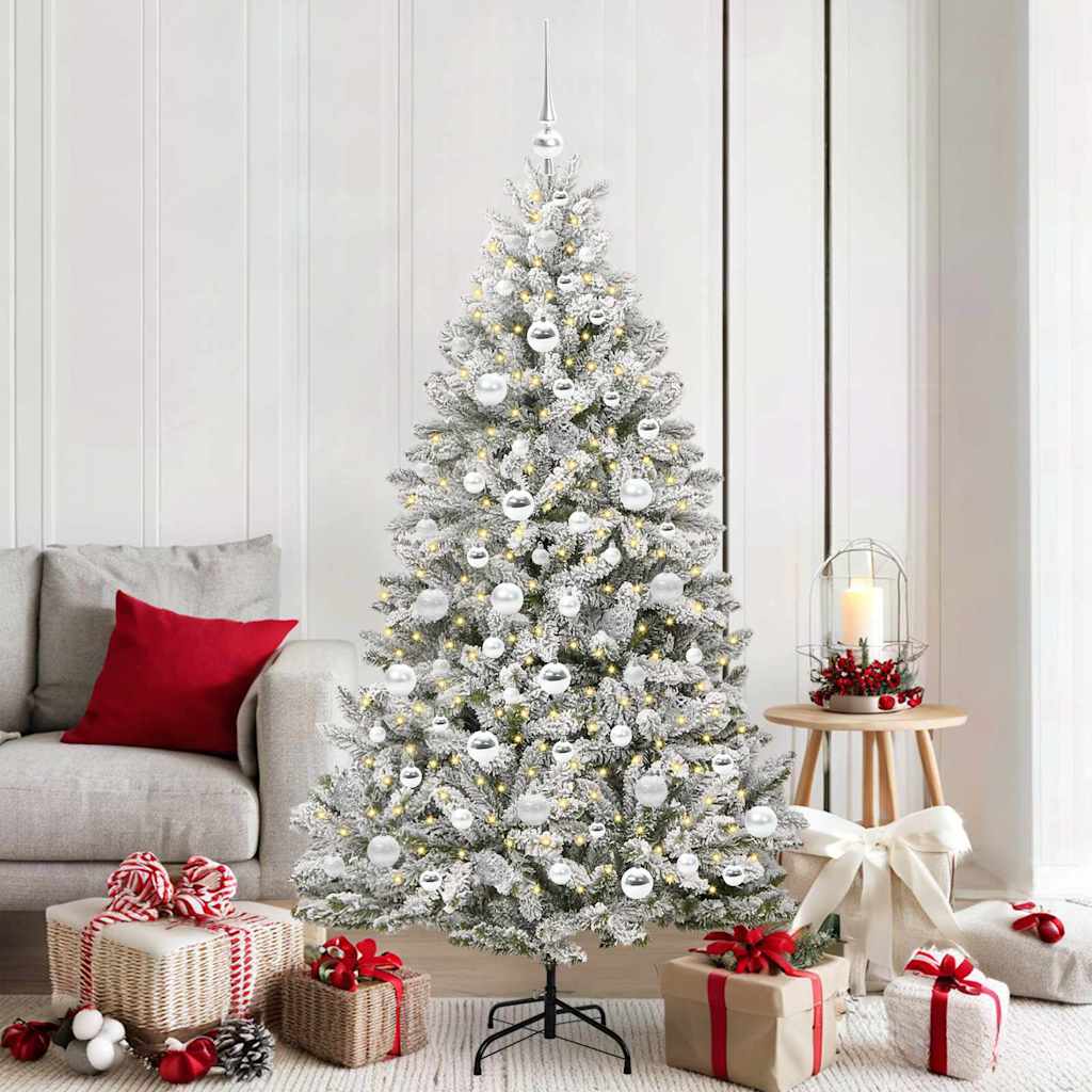 Künstlicher Weihnachtsbaum Grün und Weiß 180 cm PVC und Metall