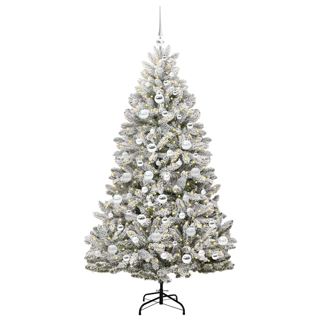 Künstlicher Weihnachtsbaum Grün und Weiß 180 cm PVC und Metall