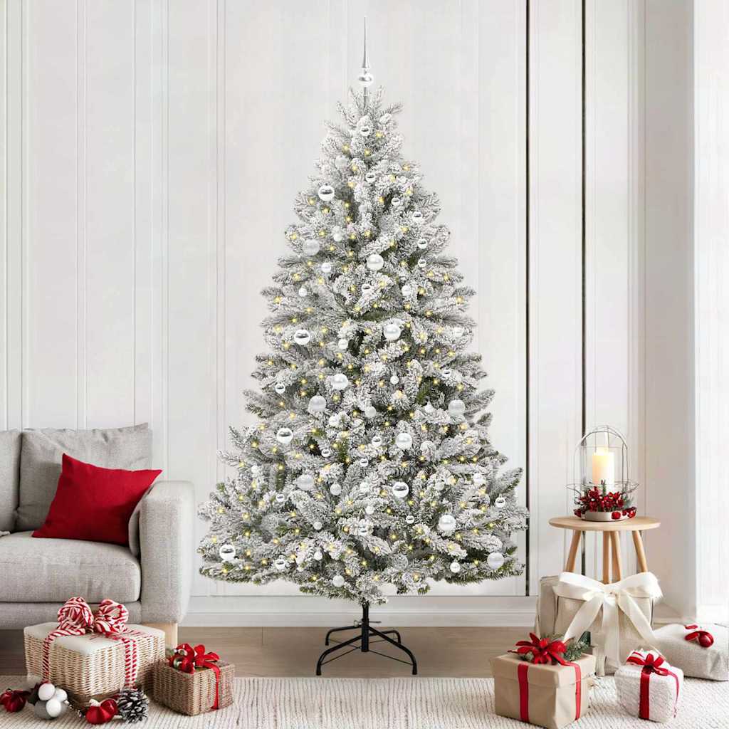 Künstlicher Weihnachtsbaum Grün und Weiß 210 cm PVC und Metall
