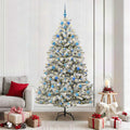 Künstlicher Weihnachtsbaum Grün und Weiß 210 cm PVC und Metall