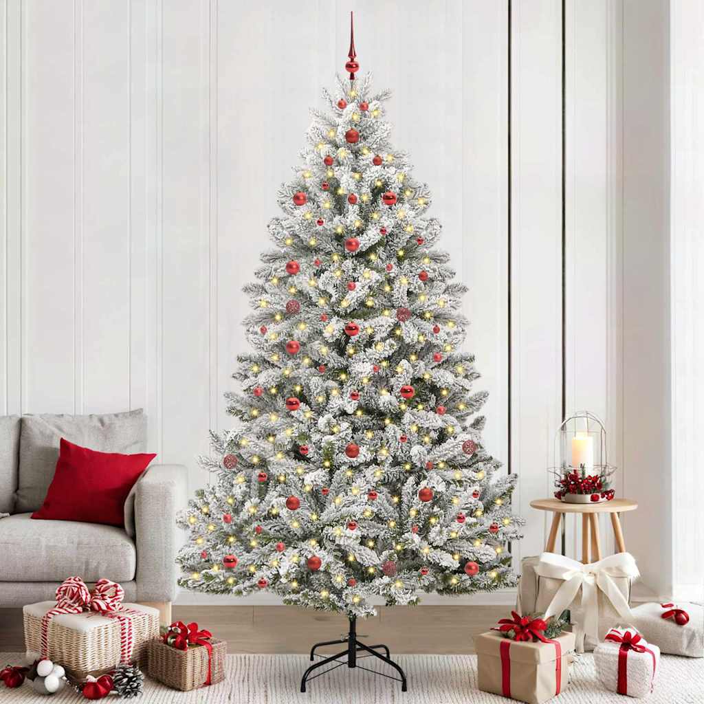 Künstlicher Weihnachtsbaum Grün und Weiß 240 cm PVC und Metall