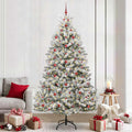 Künstlicher Weihnachtsbaum Grün und Weiß 240 cm PVC und Metall