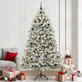 Künstlicher Weihnachtsbaum Grün und Weiß 240 cm PVC und Metall