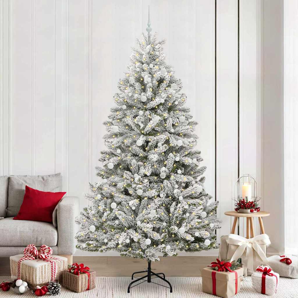 Künstlicher Weihnachtsbaum Grün und Weiß 240 cm PVC und Metall