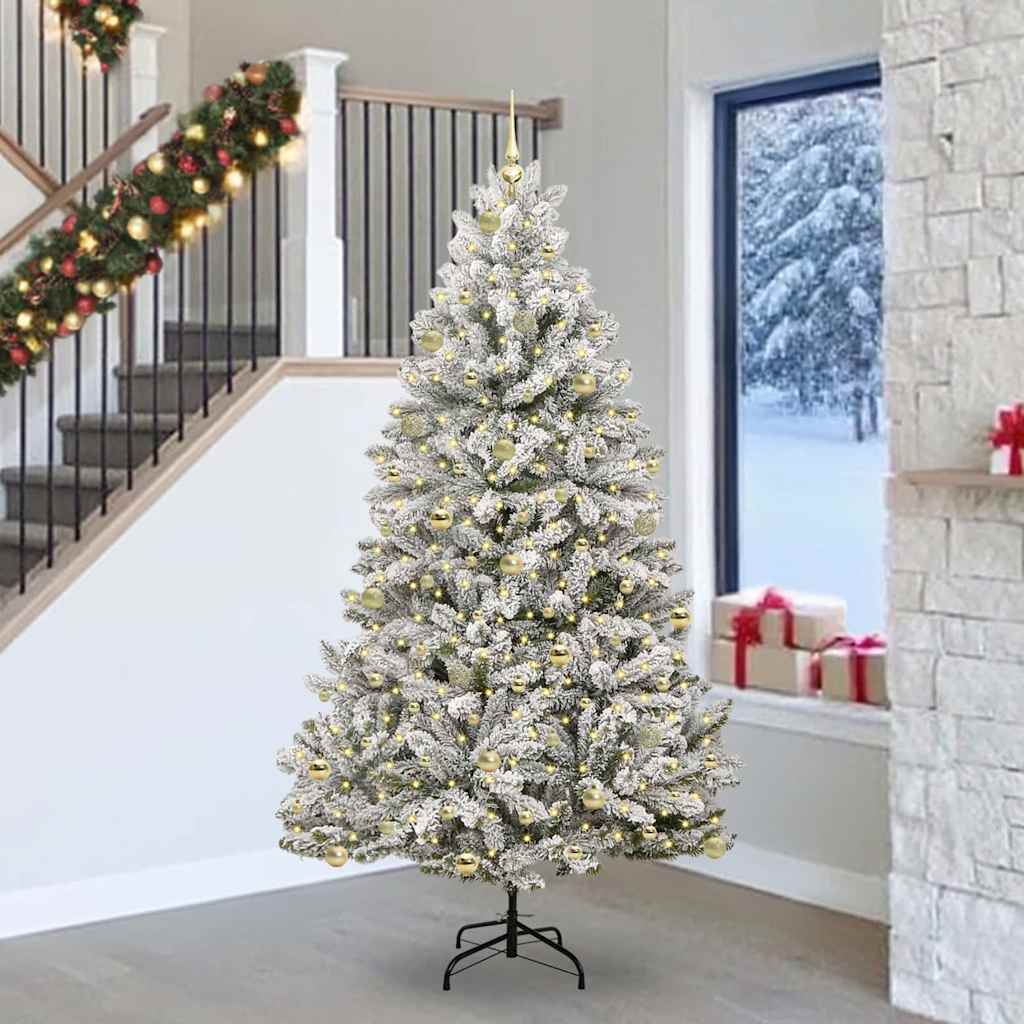 Künstlicher Weihnachtsbaum Grün und Weiß 240 cm PVC und Metall