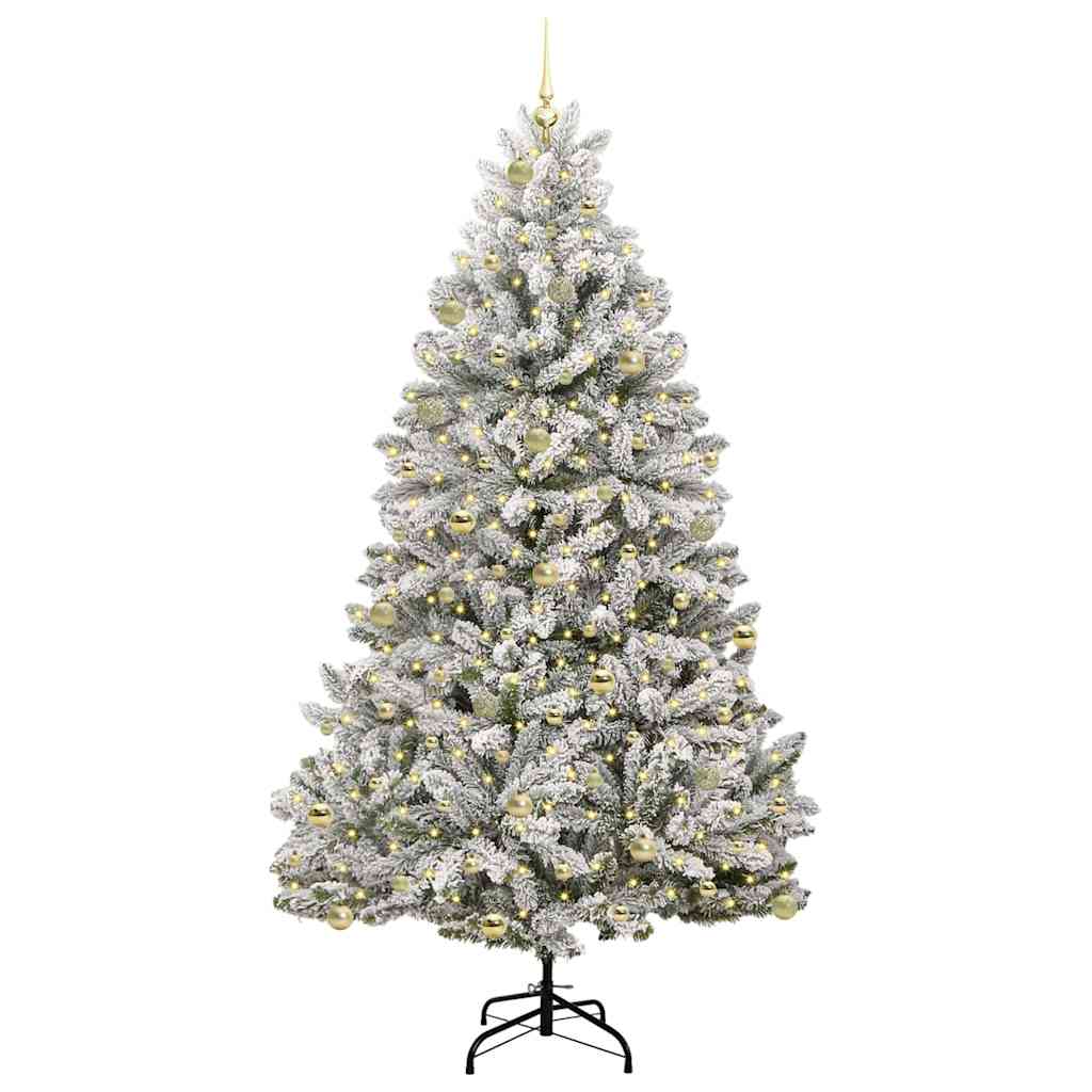 Künstlicher Weihnachtsbaum Grün und Weiß 240 cm PVC und Metall