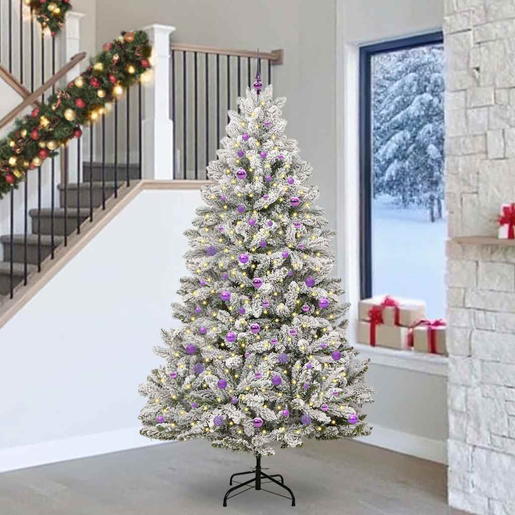Künstlicher Weihnachtsbaum Grün und Weiß 240 cm PVC und Metall