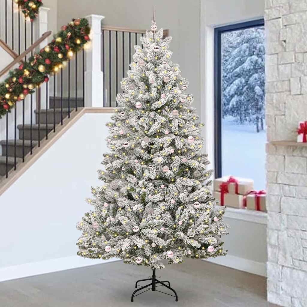 Künstlicher Weihnachtsbaum Grün und Weiß 270 cm PVC und Metall