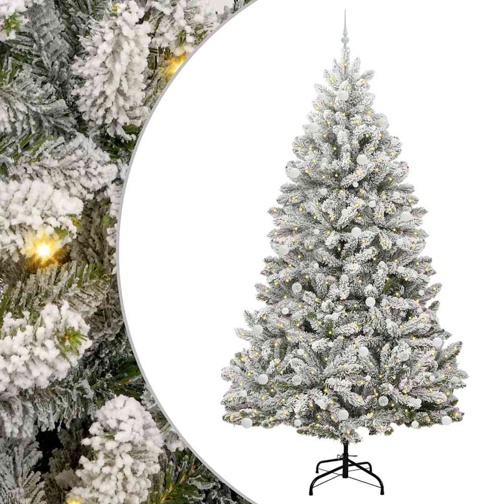 Künstlicher Weihnachtsbaum Grün und Weiß 270 cm PVC und Metall