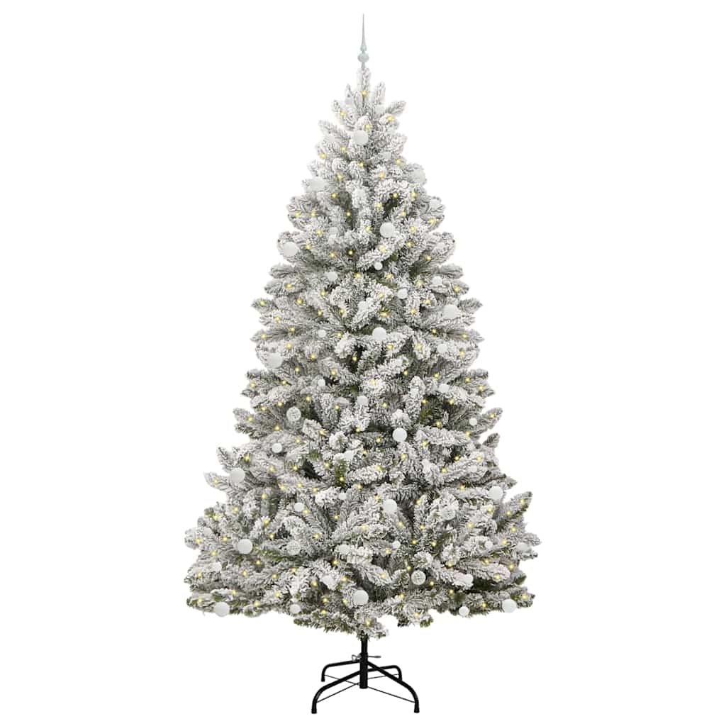 Künstlicher Weihnachtsbaum Grün und Weiß 270 cm PVC und Metall