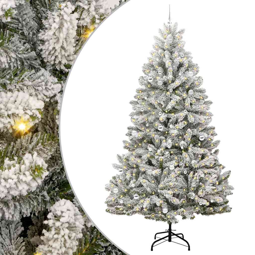 Künstlicher Weihnachtsbaum Grün und Weiß 270 cm PVC und Metall
