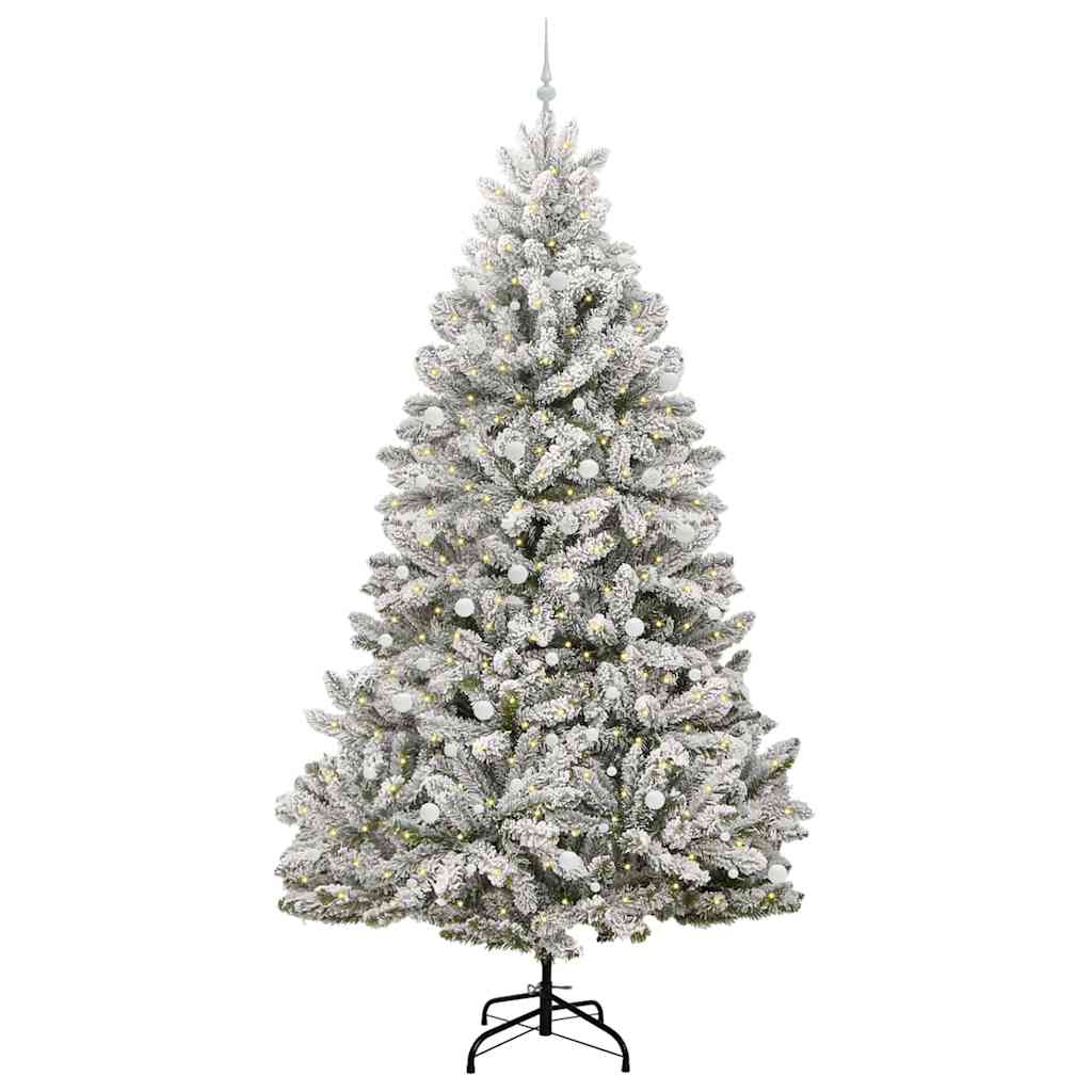 Künstlicher Weihnachtsbaum Grün und Weiß 300 cm PVC und Metall