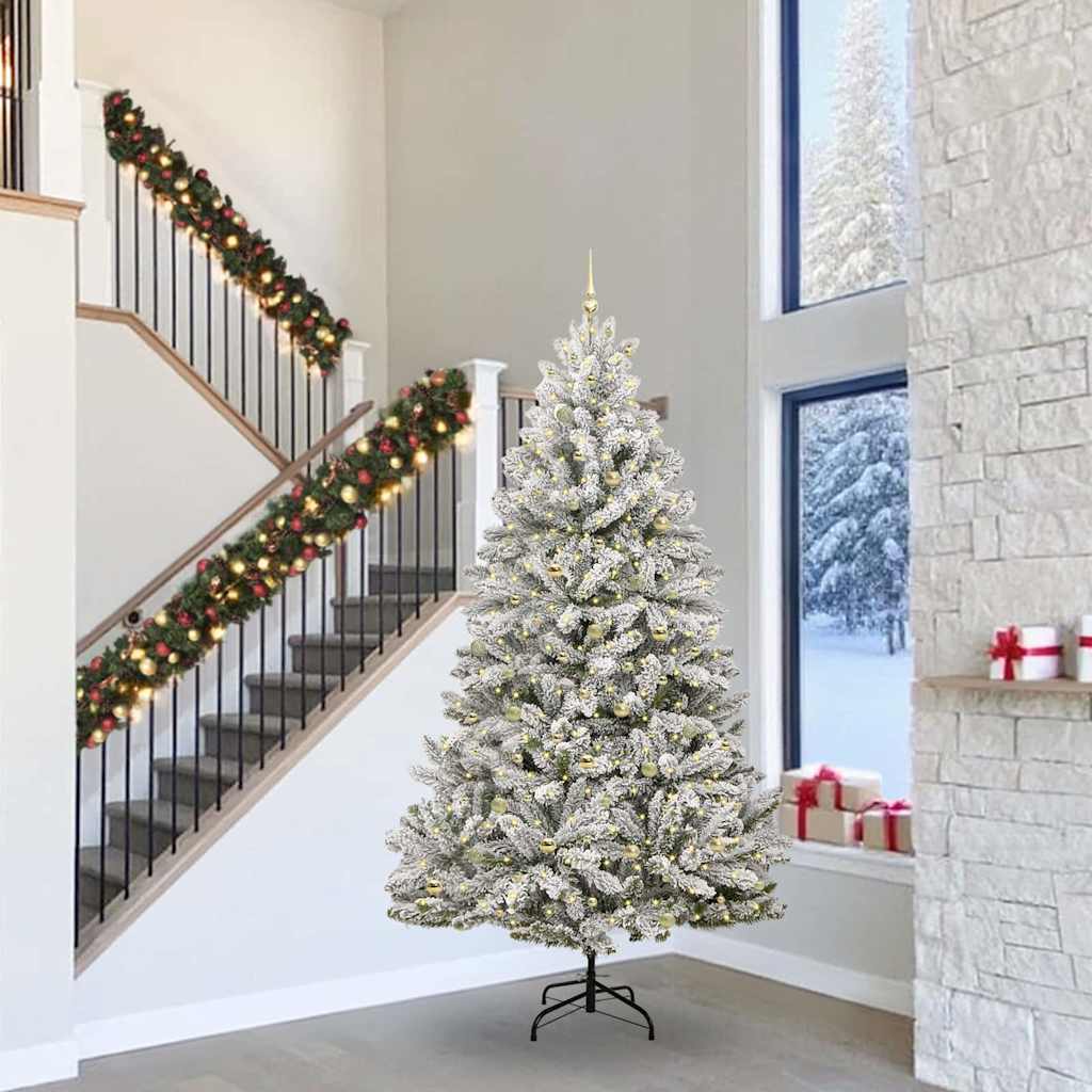 Künstlicher Weihnachtsbaum Grün und Weiß 300 cm PVC und Metall