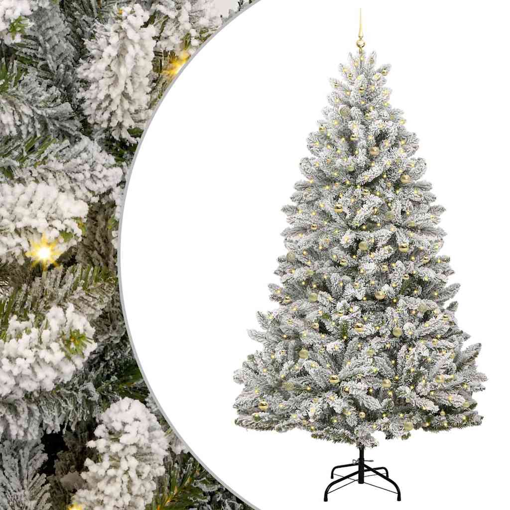 Künstlicher Weihnachtsbaum Grün und Weiß 300 cm PVC und Metall