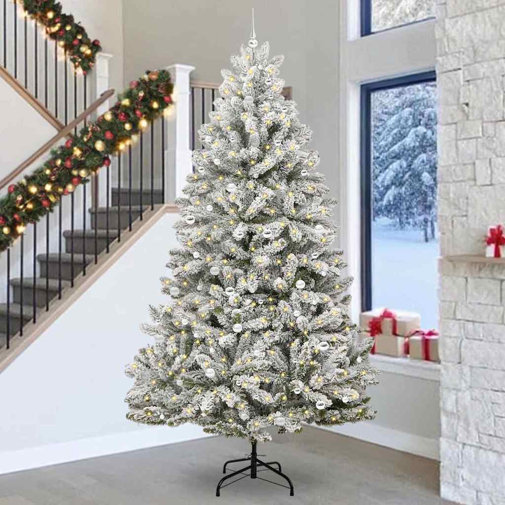Künstlicher Weihnachtsbaum Grün und Weiß 300 cm PVC und Metall