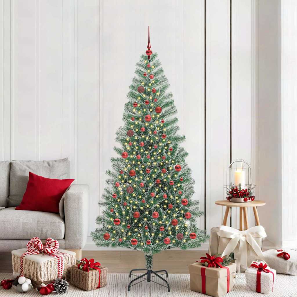 Künstlicher Weihnachtsbaum beschneit mit LED Licht 210 cm