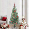 Künstlicher Weihnachtsbaum beschneit mit LED Licht 210 cm
