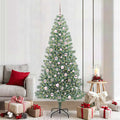 Künstlicher Weihnachtsbaum beschneit mit LED Licht 210 cm