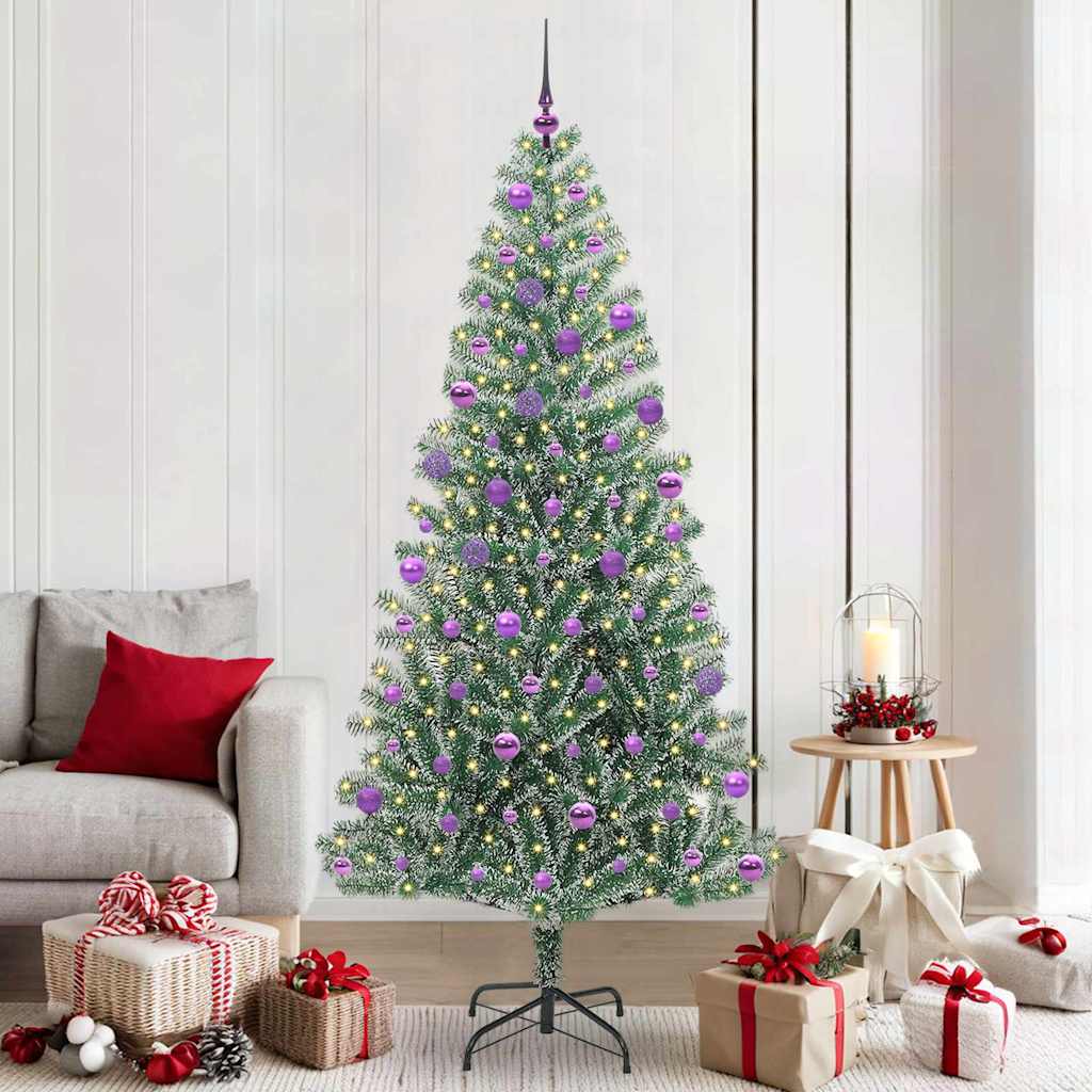Künstlicher Weihnachtsbaum beschneit mit LED Licht 210 cm