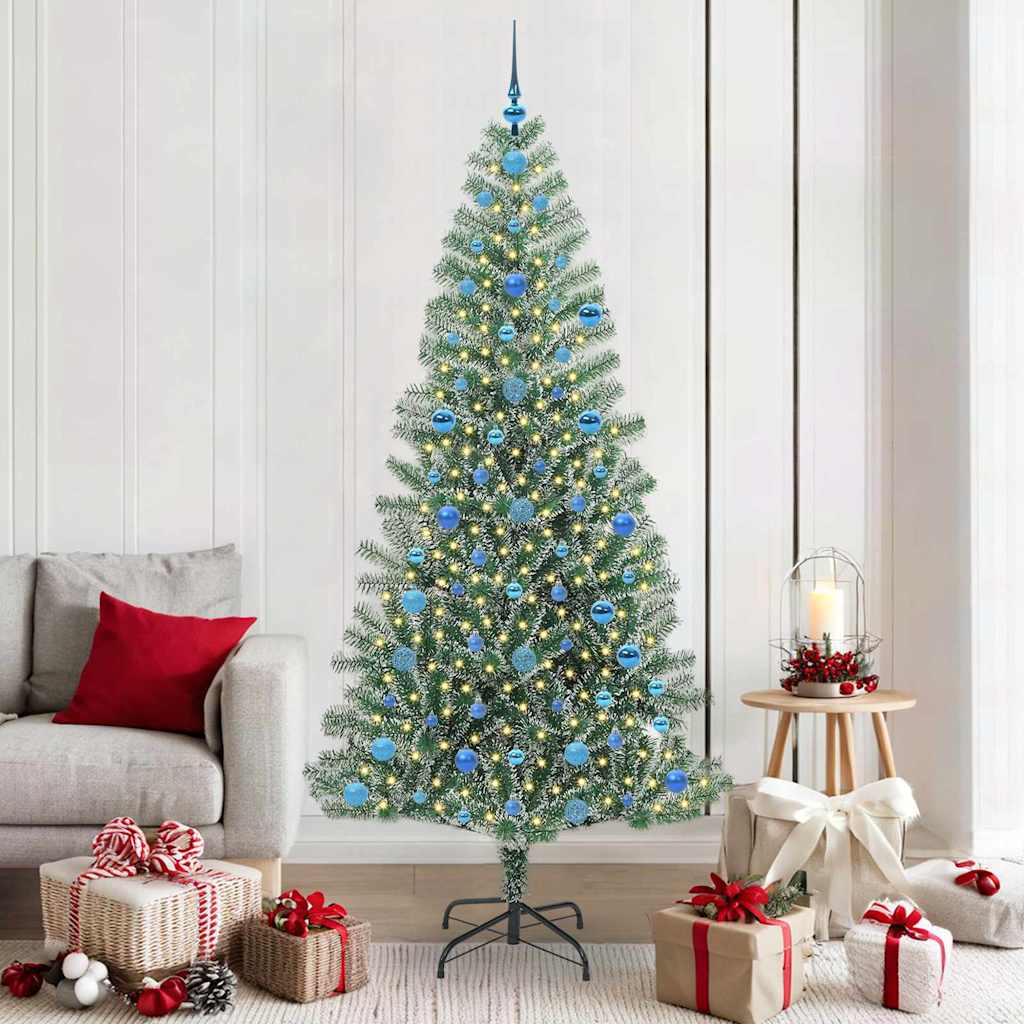 Künstlicher Weihnachtsbaum beschneit mit LED Licht 210 cm
